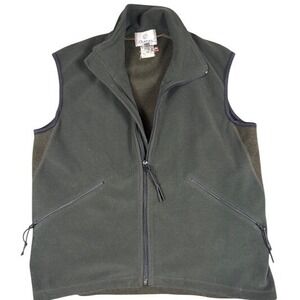 Burton Snowboards Vest Mens M Olive Green Fleece Full Zip Orange Lined Gorpcore